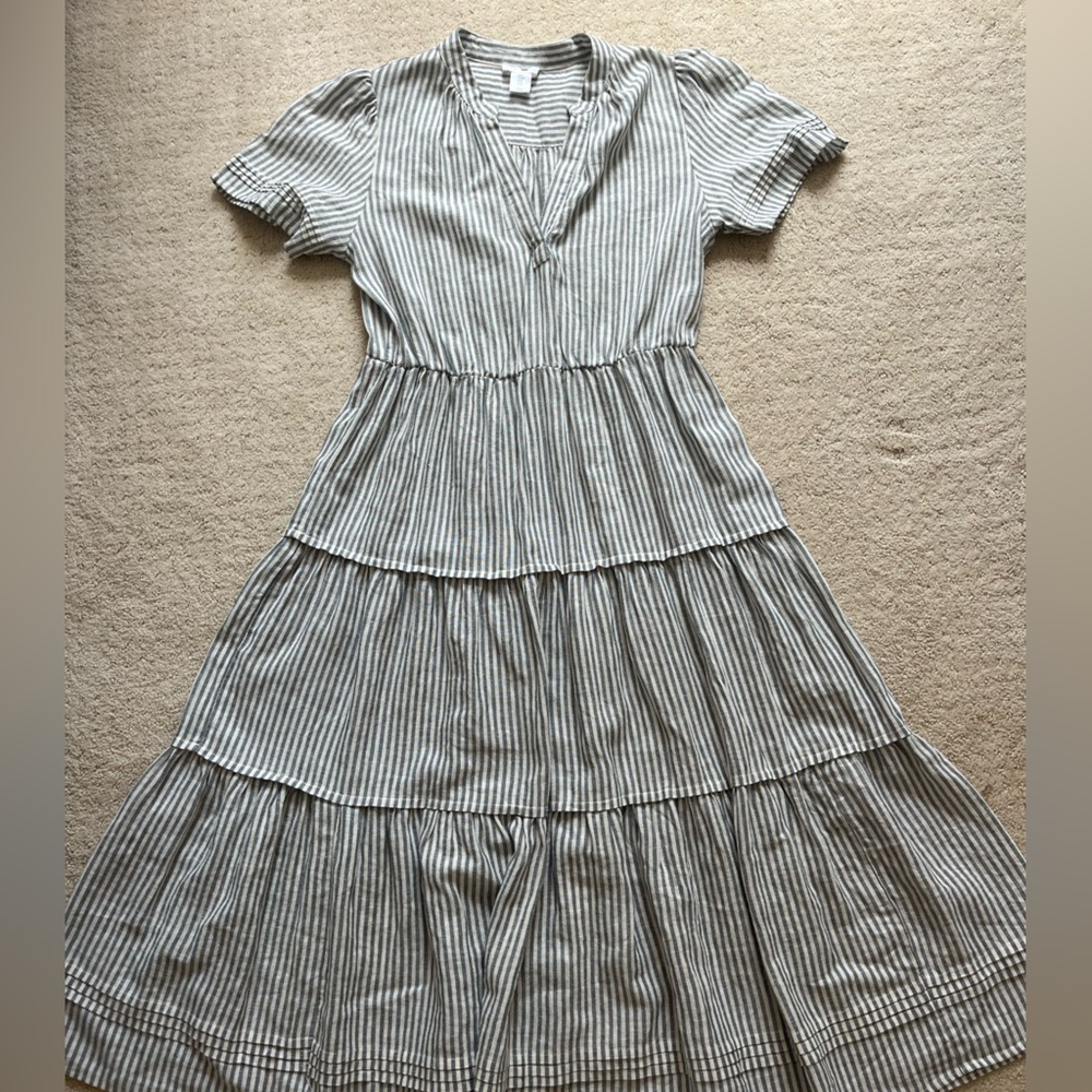 Cynthia Rowley Gray and White Striped Dress